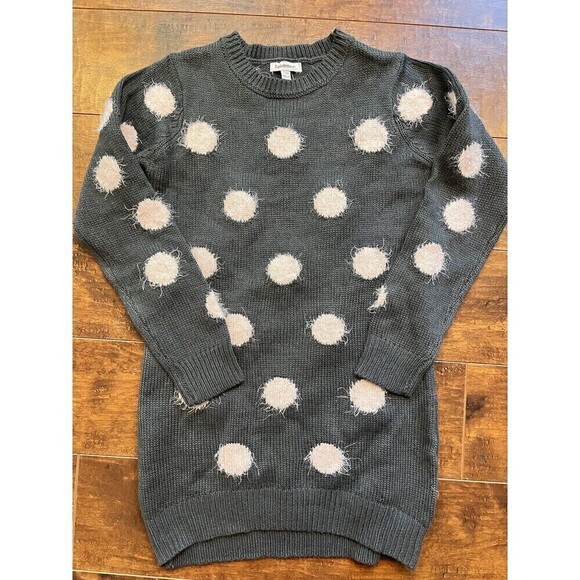 Other - 3 Pommes Oh Baby Polka Dot Knit Sweater Grey Girls Size 7-8